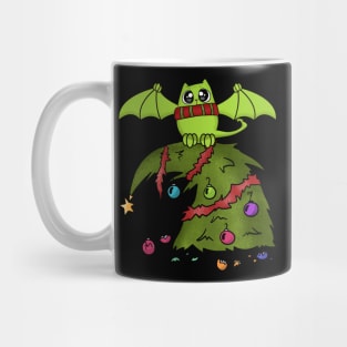 Bat Dragon Cat on Christmas Tree Mug